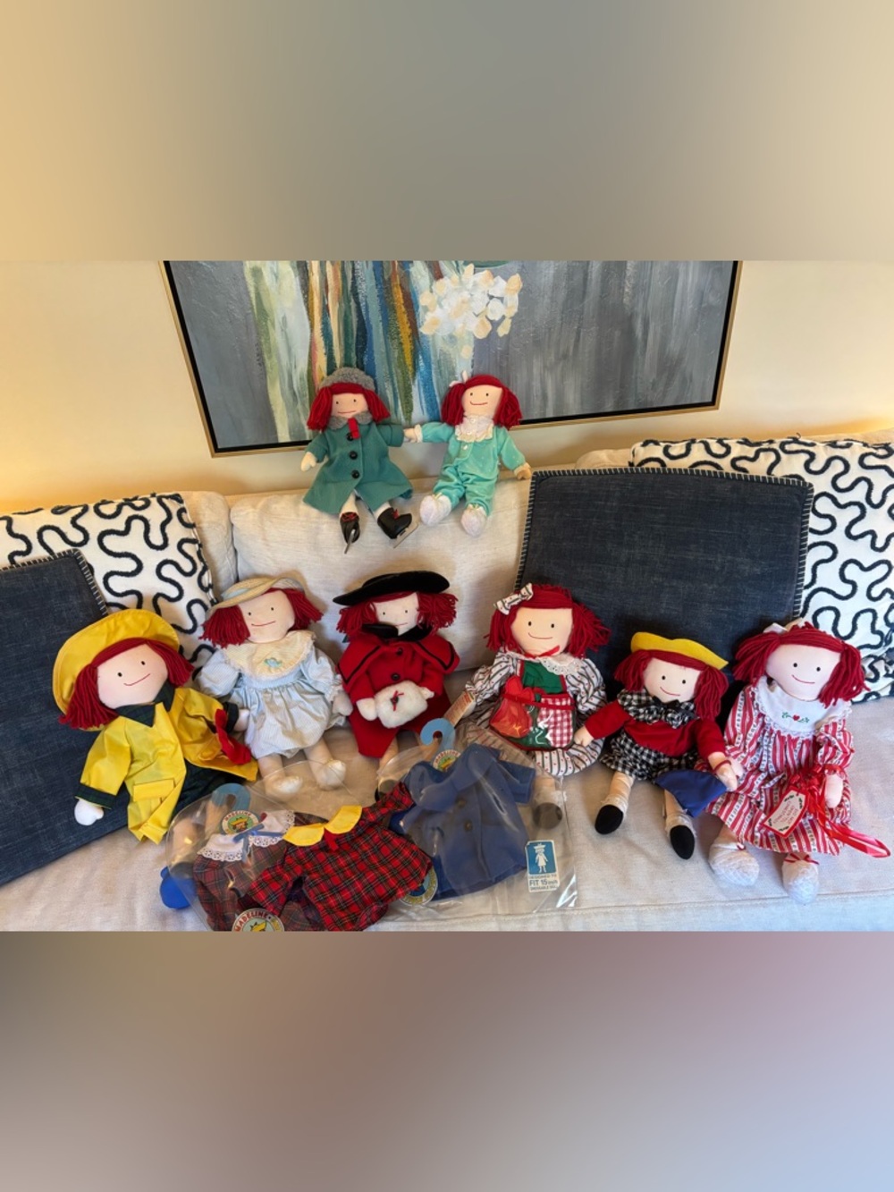 Madeline Red-Haired Cloth Dolls Collection with Red, Yellow, Blue, Green Outfits
